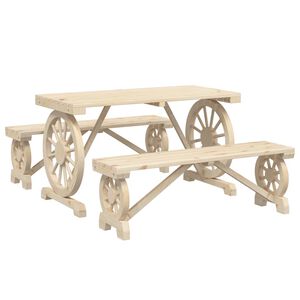 vidaXL 3 Hluta Garðborðstofusett Gegnheill Þinur