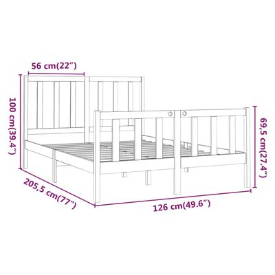 vidaXL Rúmgrind Svört Gegnheil Fura 120x200 cm