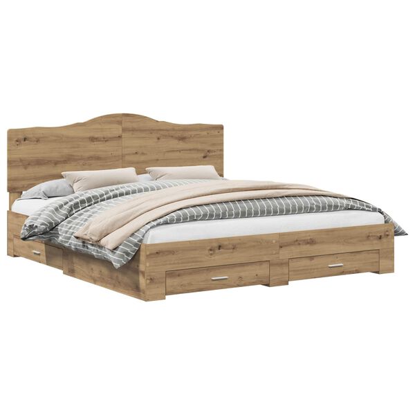 vidaXL Ramsv&iacute;k me&eth; h&ouml;fu&eth;gafl Artisan Eik 180 x 200 cm Samsettur vi&eth;ur