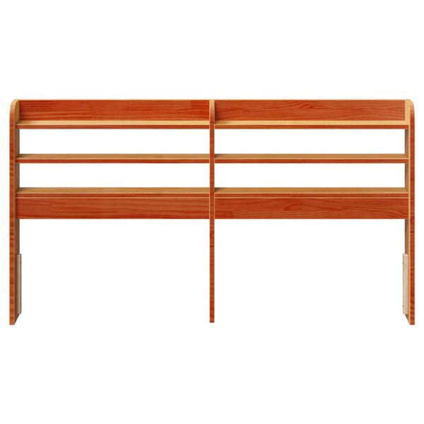 vidaXL Höfðagafl með Hillum Vaxbrúnn 120 cm Gegnheil Fura