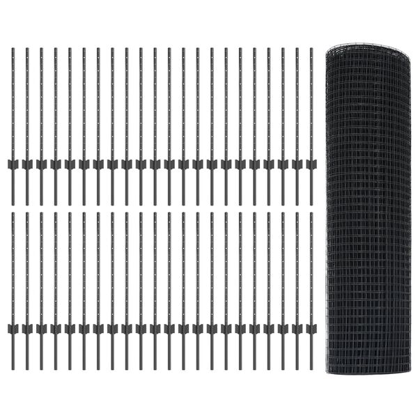 vidaXL Gir&eth;ing me&eth; p&oacute;st Gr&aacute;r 0,8 x 100 m St&aacute;l og PVC