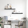 vidaXL Vegghengdar Hillur 2 stk. H&aacute;glans Svartar 90x23,5x3,8 cm MDF