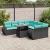 vidaXL 9 stykki gar&eth;s&oacute;fasett me&eth; p&uacute;&eth;um Black Poly Rattan Acacia