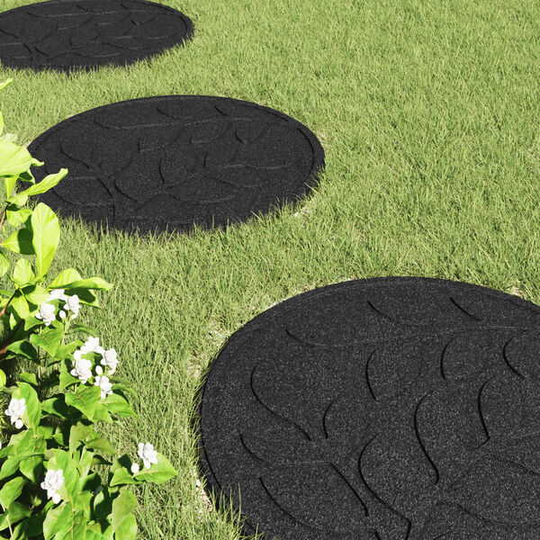 vidaXL Stepping Steinn 6 pcs Svart &Oslash; 44 x 2 cm G&uacute;mm&iacute;