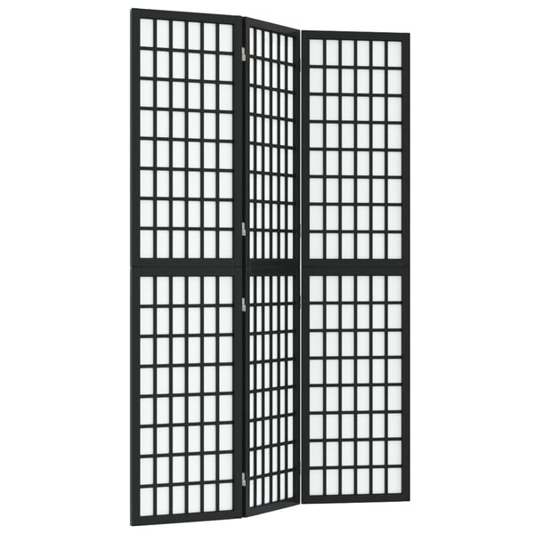 vidaXL Samfellanlegt 3-spjalda Skilrúm Japanskur Stíll 120x170cm Svart