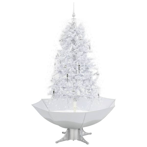 284336 vidaXL Snowing Christmas Tree with Umbrella Base White 170 cm