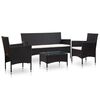 vidaXL 4 stk Gar&eth;h&uacute;sgagnasett me&eth; S&aelig;tisp&uacute;&eth;um Polyrattan Svart