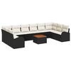 vidaXL Gar&eth;s&oacute;fa sett me&eth; geymslu 11 pcs Svartur og krem p&oacute;l&yacute;rattan