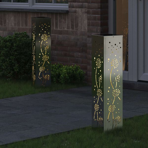 vidaXL S&oacute;lar LED st&iacute;gslj&oacute;s 2 pcs Rusty Galvaniseru&eth;