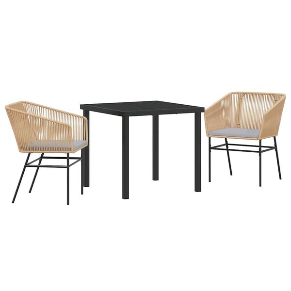 vidaXL Gar&eth;ur bor&eth;sett me&eth; p&uacute;&eth;i 3 pcs Br&uacute;nn Dufth&uacute;&eth;a&eth; st&aacute;l