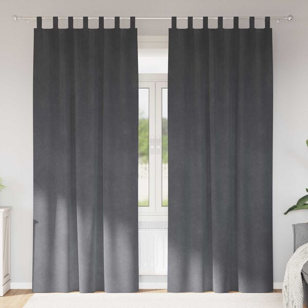 vidaXL Myrkratjöld 2 pcs Ljósgrár 140 x 245 cm Flauel
