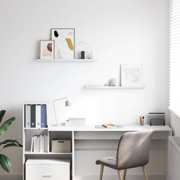 vidaXL Vegghylla 2 pcs Hv&iacute;tt marmara 80 x 9 x 3 cm Samsettur vi&eth;ur