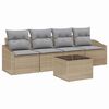 vidaXL S&oacute;fasett me&eth; p&uacute;&eth;i me&eth; kodda 5 pcs Beige og lj&oacute;sgr&aacute;r p&oacute;l&yacute;rattan
