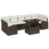 vidaXL Gar&eth;s&oacute;fa sett me&eth; p&uacute;&eth;i 8 pcs Br&uacute;nn Poly rattan