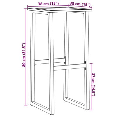 vidaXL Barstólar 2 stk Svartir 38x38x80 cm Dufthúðað Stál