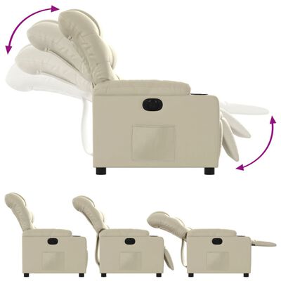 vidaXL Electric Recliner Chair Cream gervi leður