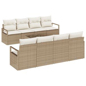 vidaXL S&oacute;fasett me&eth; p&uacute;&eth;i 7 pcs Beige og krem p&oacute;l&yacute;rattan