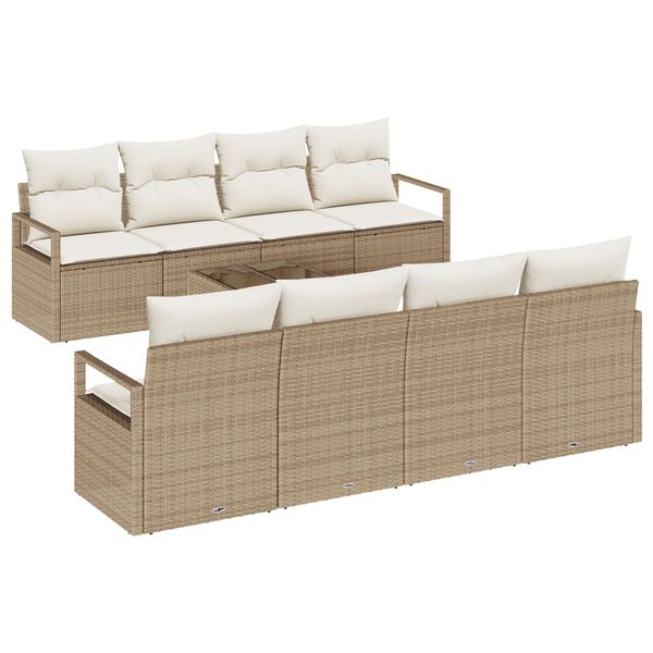 vidaXL S&oacute;fasett me&eth; p&uacute;&eth;i 7 pcs Beige og krem p&oacute;l&yacute;rattan