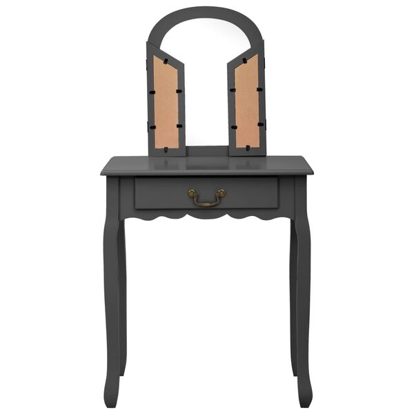 vidaXL Snyrtiborð með Kolli Grátt 65x36x128 cm Paulowniaviður MDF