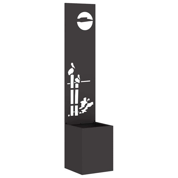 vidaXL Garðs búnað skjár Svartur 32 x 140 cm Kalt rúllað stál