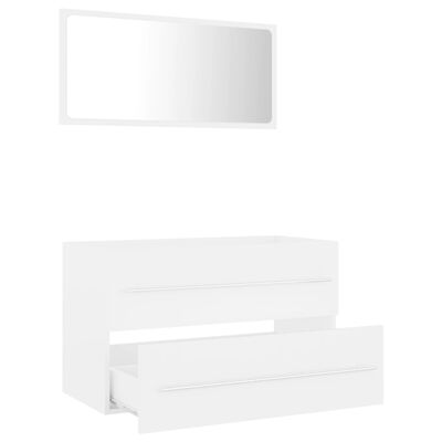 804836 vidaXL 2 Piece Bathroom Furniture Set White Chipboard