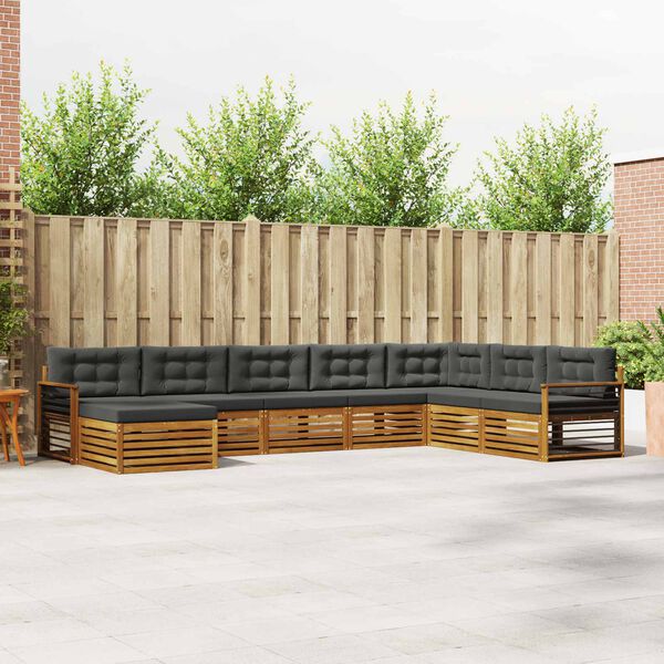 vidaXL S&oacute;fasett me&eth; p&uacute;&eth;i 8 pcs N&aacute;tt&uacute;rulegt og Antrac&iacute;t Hrein akas&iacute;utr&eacute;