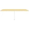 vidaXL Handvirk Útdraganleg Markísa með LED 600x300 cm Gult og Hvít