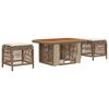 vidaXL Gar&eth;ur bor&eth;sett me&eth; p&uacute;&eth;i 3 pcs Beige og krem p&oacute;l&yacute;rattan