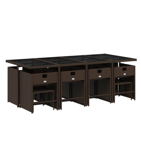 vidaXL 13 Stk. Gar&eth;bor&eth;stofusett me&eth; S&aelig;tisp&uacute;&eth;um Br&uacute;nt P&oacute;l&yacute;rattan