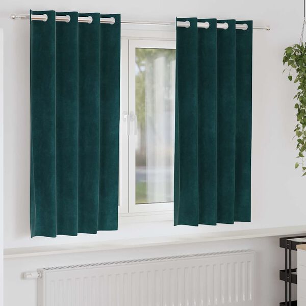 vidaXL Myrkratj&ouml;ld 2 pcs D&ouml;kkgr&aelig;n 140 x 175 cm Flauel