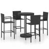 vidaXL 5 stykki gar&eth;barasett Poly Rattan Black