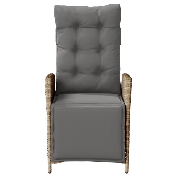 vidaXL Hallanlegur Garðstóll með Fóthvílu Drappaður Pólýrattan