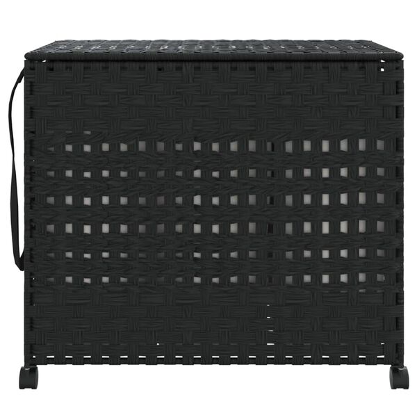 vidaXL þvottakarfa með Hjólum Svartur 66x35x60 cm Rattan