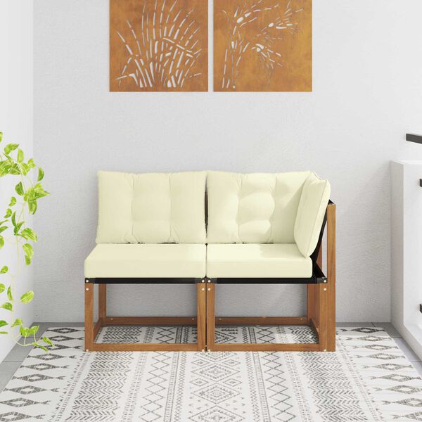 vidaXL &Uacute;tistrokkur mi&eth;- og hornsofa me&eth; p&uacute;&eth;i 2 Stykki N&aacute;tt&uacute;rulegur