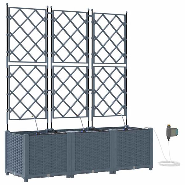 vidaXL Gar&eth;pl&ouml;ntukassi 3 pcs L&eacute;tt gr&aacute;tt St&aacute;l