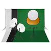 vidaXL Photo Studio Kit me&eth; lj&oacute;sasetti, bakgrunni og endurskinsmerki