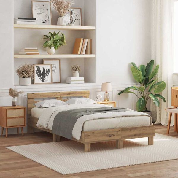 vidaXL Ramsv&iacute;k me&eth; led Artisan Eik 135 x 190 cm Samsettur vi&eth;ur