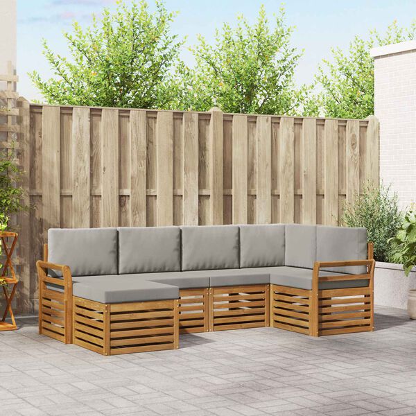 vidaXL Sofav&ouml;ruuppsettning me&eth; p&uacute;&eth;i 6 pcs N&aacute;tt&uacute;rulegt og Lj&oacute;st Gr&aacute;tt