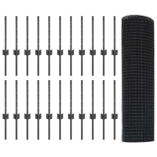 vidaXL Gir&eth;ing me&eth; p&oacute;st Gr&aacute;r 0,4 x 50 m St&aacute;l og PVC