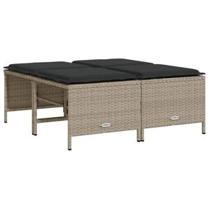vidaXL Gar&eth;st&oacute;lar me&eth; Sessum 4 stk. Lj&oacute;sgr&aacute; P&oacute;l&yacute;rattan