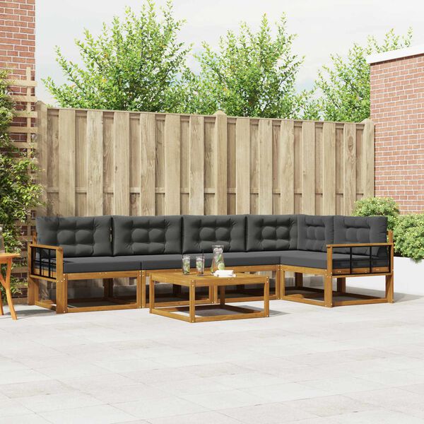 vidaXL &Uacute;ti s&oacute;fasett me&eth; p&uacute;&eth;i 6 pcs N&aacute;tt&uacute;rulegt og Antrac&iacute;t