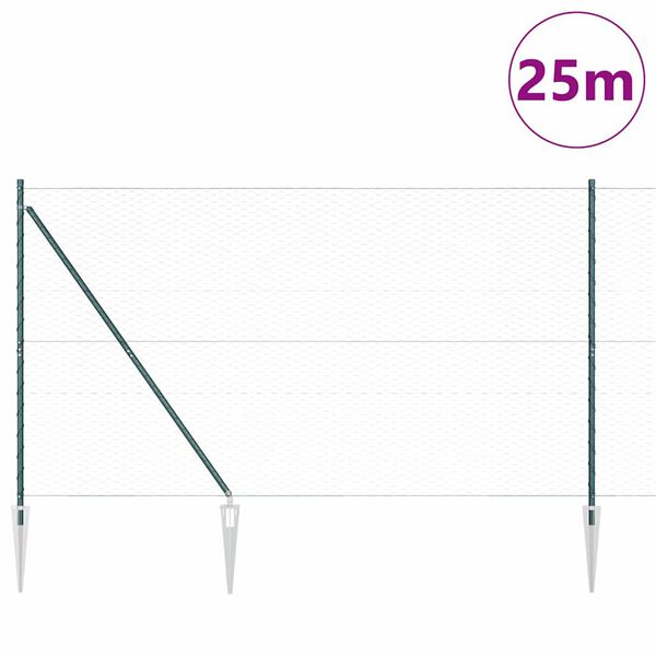 vidaXL Gir&eth;ingarp&oacute;stur Gr&aelig;nn 25 x 1,5 m (36 mm net) St&aacute;l