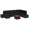 vidaXL Gar&eth;s&oacute;fa sett me&eth; p&uacute;&eth;i 9 pcs Svartur p&oacute;l&yacute;rattan
