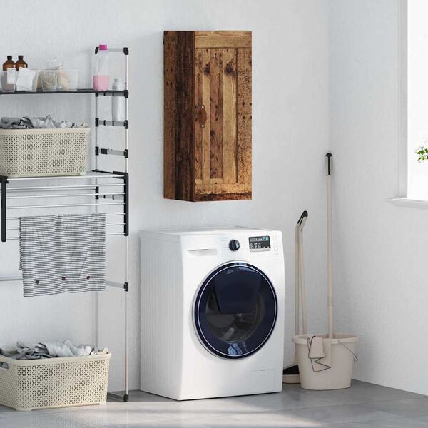 vidaXL Veggsk&aacute;pur Gamall vi&eth;ur 34,5 x 34 x 90 cm Samsettur vi&eth;ur