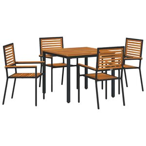 vidaXL Gar&eth;ur bor&eth;sett 5 pcs Svartur 90 x 90 x 75 cm p&oacute;l&yacute;rattan