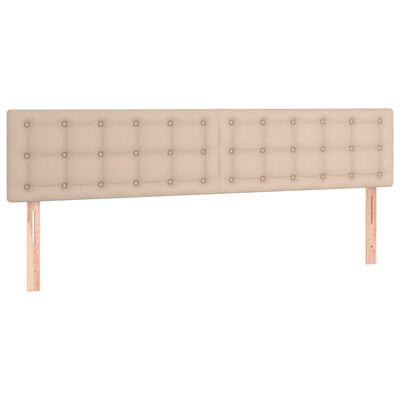 vidaXL LED Höfðagafl Cappuccino-brúnn 180x5x78/88 cm Gervileður