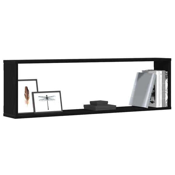 vidaXL veggkubbahillur 4 stk Svartur eik 100x15x30 cm Hanna&eth;ur vi&eth;ur