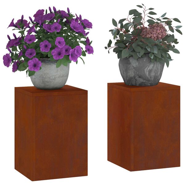vidaXL Bl&oacute;mastandur 2 pcs Rusty 24 x 24 x 35 cm Ve&eth;ra&eth; st&aacute;l