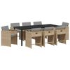 vidaXL Gar&eth;ur bor&eth;sett 9 pcs Drapplita&eth;ur p&oacute;l&yacute;rattan
