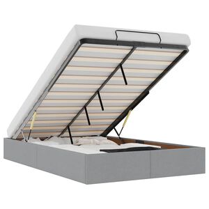 vidaXL Ottoman rúmgrind án dýnu Ljósgrár 120x190 cm Efni